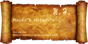 Mazák Hilmár névjegykártya